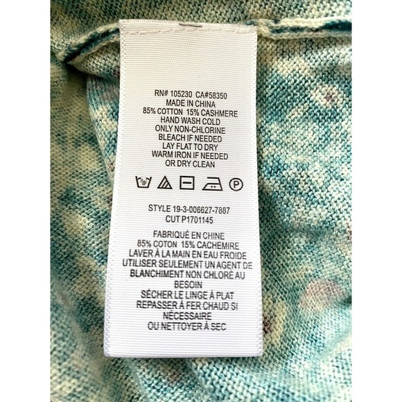 Joie Eloisa Green Floral Knit Boatneck Pullover Sweater Top Cashmere Blend XS - Picture 5 of 5